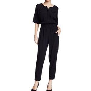ASTR The Label Button Down Double Breast Pocket Elastic Waist Jumpsuit